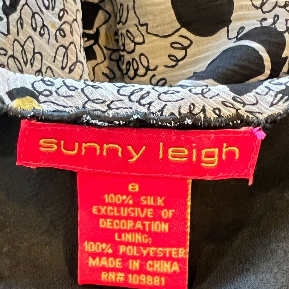 Sunny Leigh 100% SILK Black Midi Size 8 - Picture 2 of 9